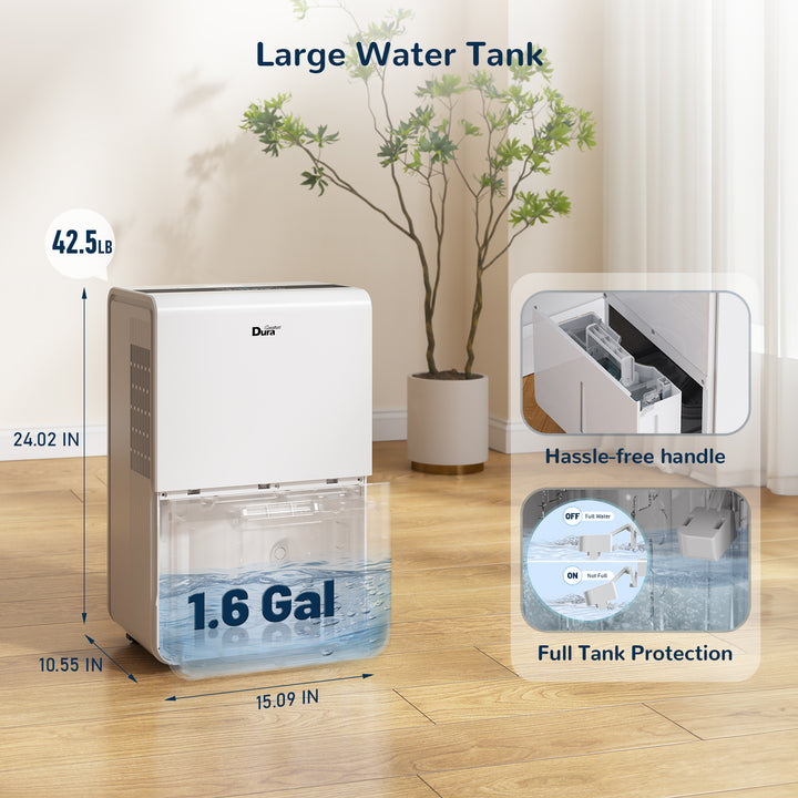 DuraComfort Dehumidifier with Pump/Drain Hose - Up to 4500Sq.Ft Large Rooms 50 Pints