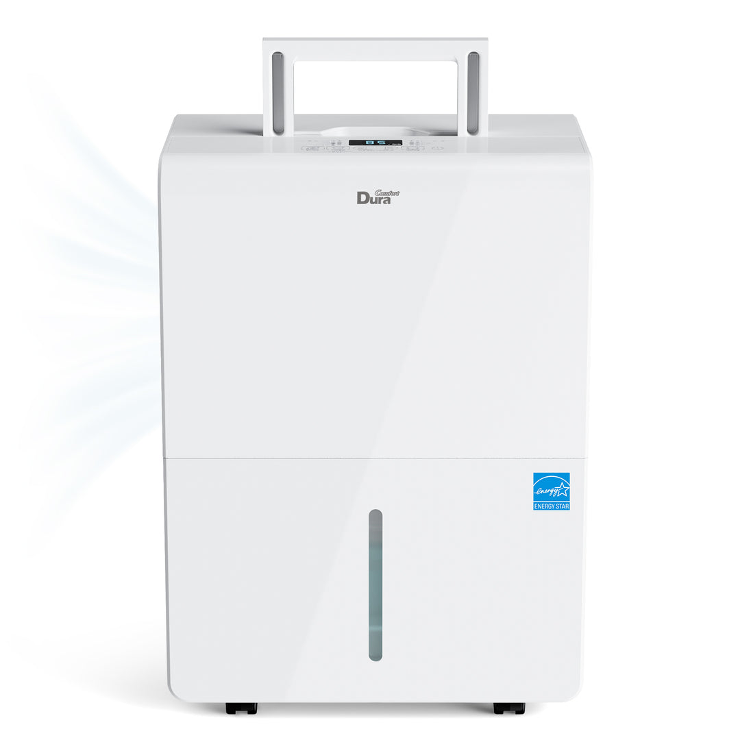 DuraComfort Portable Dehumidifier - for Basement 4500 Sq. Ft with Drain Hose/Pump, 50pints with water Tank and reusable Air Filter, Smart WiFi, White