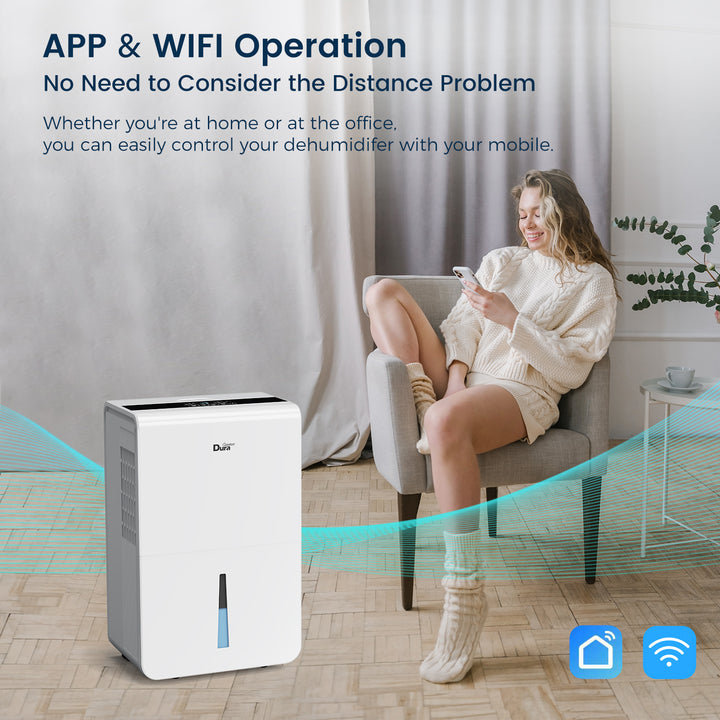 DuraComfort Dehumidifier for Basement Home with Pump,4500 Sq.ft 50 Pints With WiFi