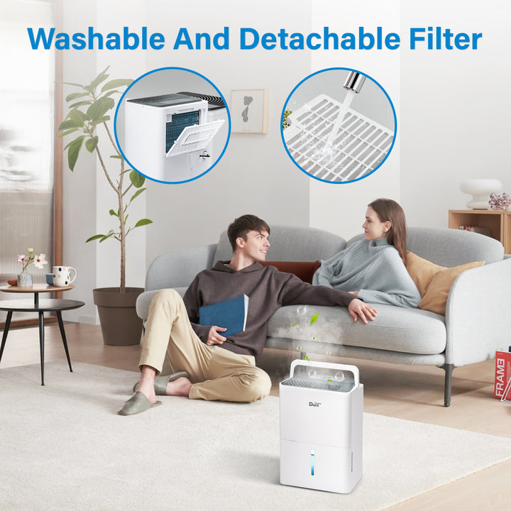 DuraComfort Dehumidifier for Home,1000 Sq. ft 8 Pint with Drain Hose,White
