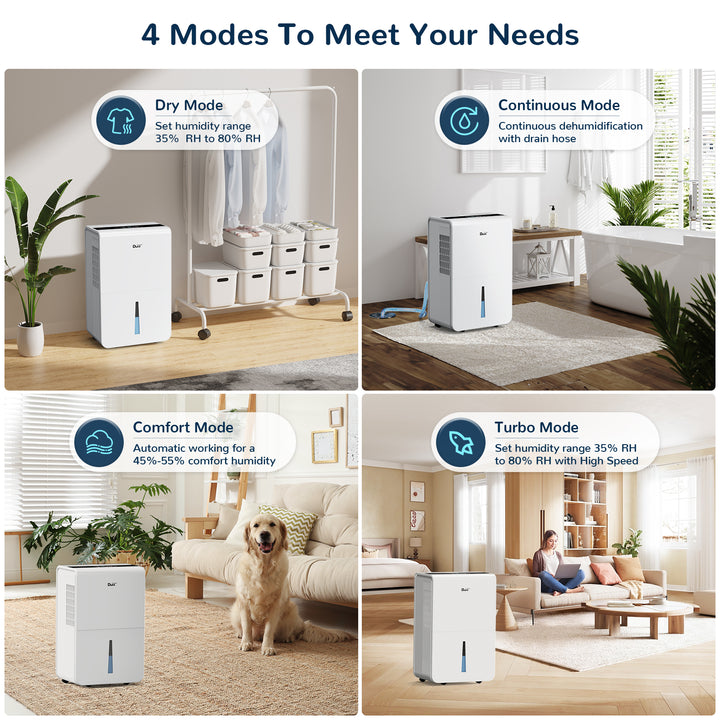 DuraComfort Dehumidifier with Pump/Drain Hose - Up to 4500Sq.Ft Large Rooms 50 Pints