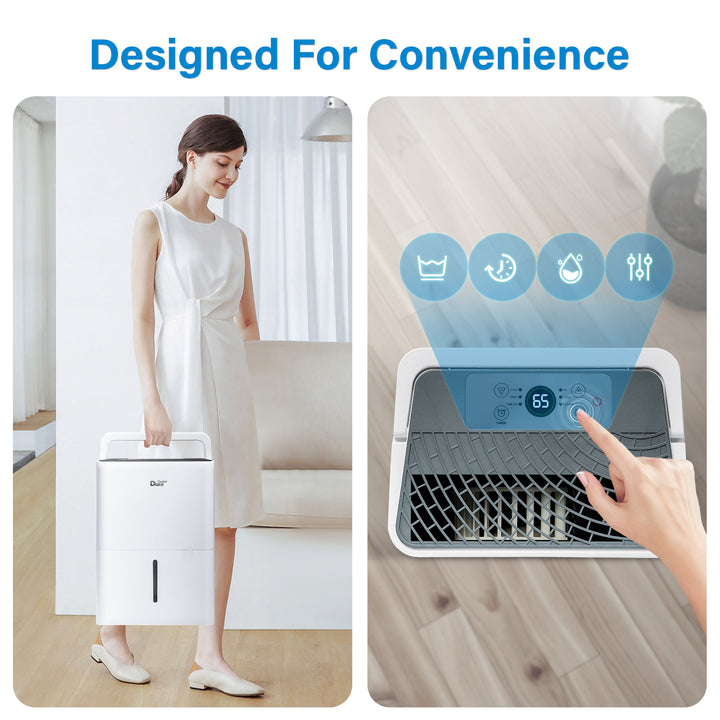 DuraComfort Dehumidifier for Home,1000 Sq. ft 8 Pint with Drain Hose,White