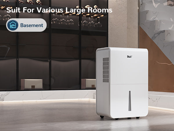 DuraComfort Portable Dehumidifier - for Basement 4500 Sq. Ft with Drain Hose/Pump, 50pints with water Tank and reusable Air Filter, Smart WiFi, White