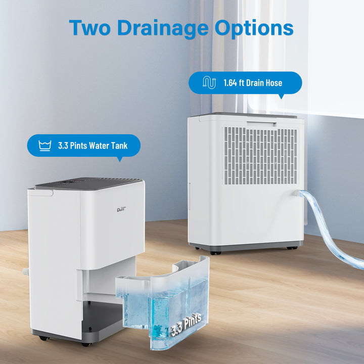 DuraComfort Dehumidifier for Home,1000 Sq. ft 8 Pint with Drain Hose,White