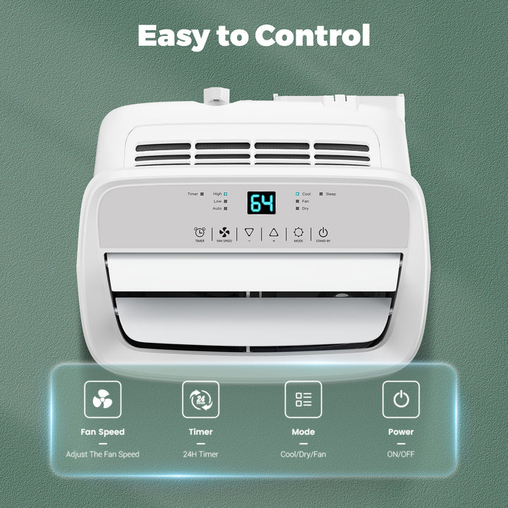 DuraComfort Portable AC Unit 8000 BTU ASHRAE for Room, Cools up to 200 Sq. Ft. with Remote Control
