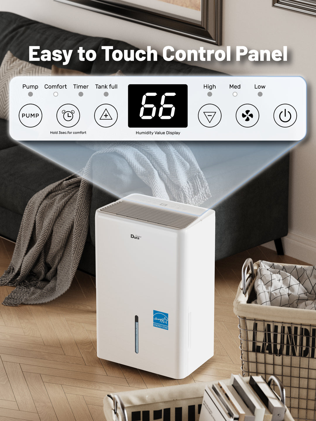 DuraComfort 115 Pints Dehumidifie for Basement with Pump, 4500 Sq.Ft Energy Star for Large Rooms, Powerful Humidity Control, Easy Drainage (DOE Rating 50 Pints/Day)