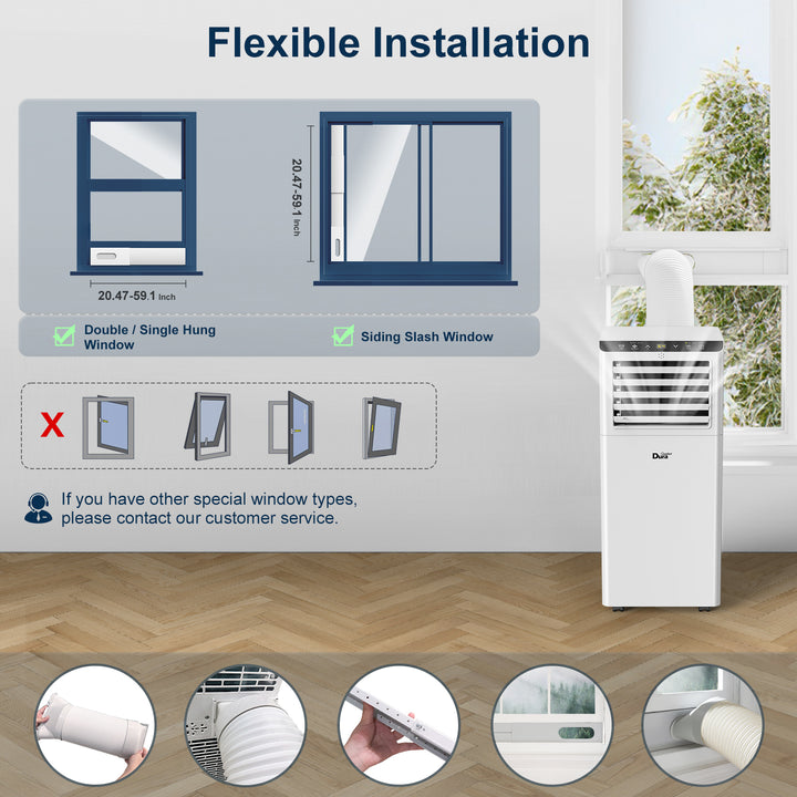 DuraComfort 8000 BTU Portable Air Conditioner, 3-in-1 AC Unit, Dehumidifier, Fan, Remote, Timer, for Room up to 230 Sq.Ft(White)