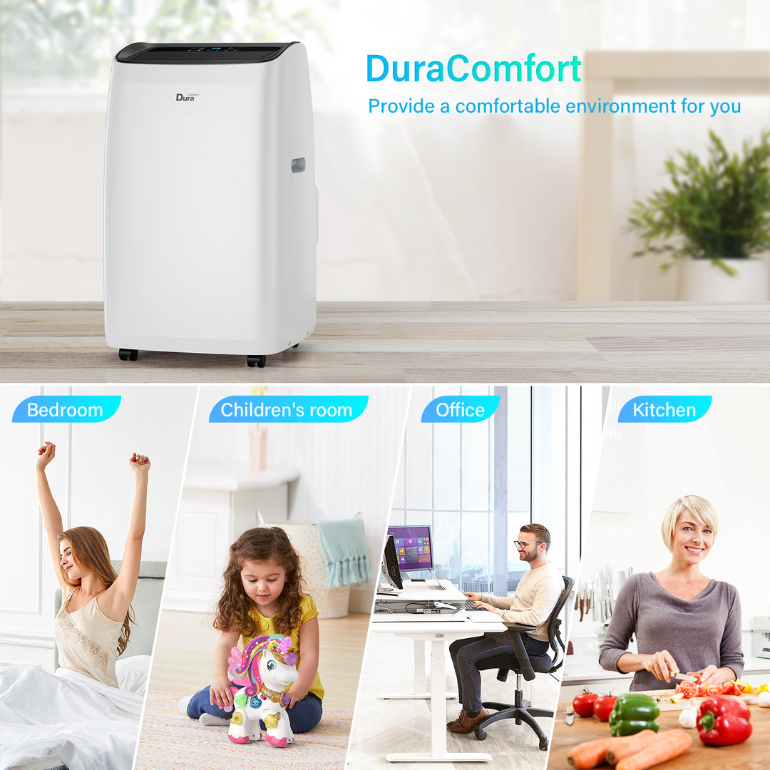 DuraComfort Portable Air Conditioner - Cooling, Dehumidifier, Fan, 14000 BTU(Ashrae) /10400BTU (SACC) Quiet AC Unit, for Rooms up to 450 sq ft