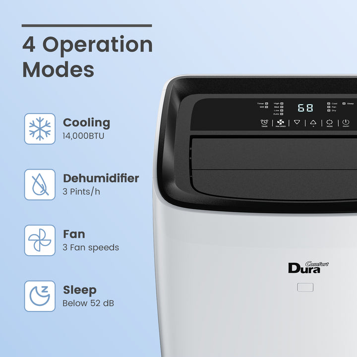 【RENEWED】DuraComfort Portable Air Conditioner, (14,000 BTU ASHRAE) 10000 BTU SACC Cools Up to 450 Sq.Ft, White