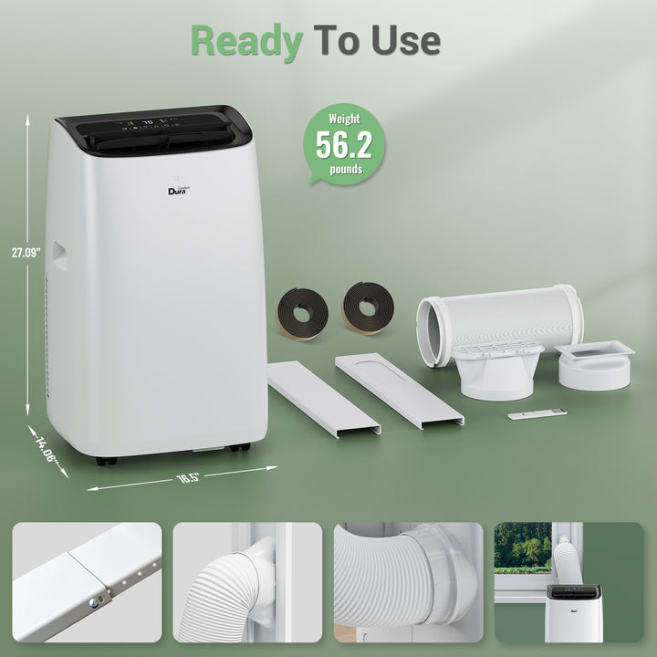 [RENEWED] DuraComfort Portable Air Conditioners, 12000 BTU(Ashrae) Quiet AC Unit, Built-in Dehumidifier and Fan Modes, White