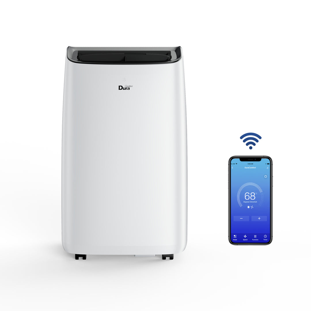 DuraComfort 便携式空调 12000 BTU（Ashrae）/8150 BTU（SACC）三合一静音空调机组，智能移动应用程序，适用于面积达 350 平方英尺的房间