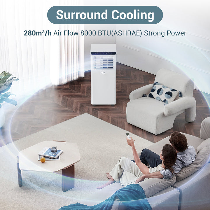 【RENEW】DuraComfort 8000 BTU ASHRAE Portable Air Conditioner for Room, Cools up to 175 Sq. Ft.(5100BTU SACC)