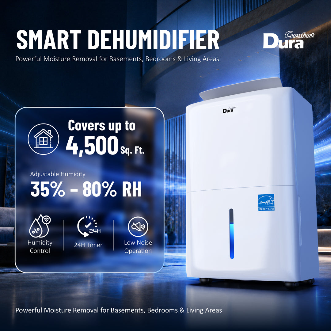 4,500 Sq Ft Dehumidifier for Basement, ENERGY STAR, Smart Humidity Control (35–80%), Pump Drain, Auto/Continuous Drain, Portable with Wheels, 1.6 Gallon Tank, Copper Condenser