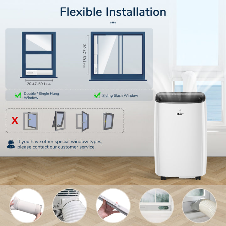 DuraComfort 12000 BTU Portable Air Conditioner with Dehumidifier, Fan for Bedroom up to 300 Sq.Ft