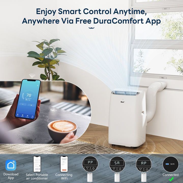 DuraComfort 12000 BTU （ASHRAE)Portable Air Conditioner with Remote Control, White ,8150BTU (SACC)