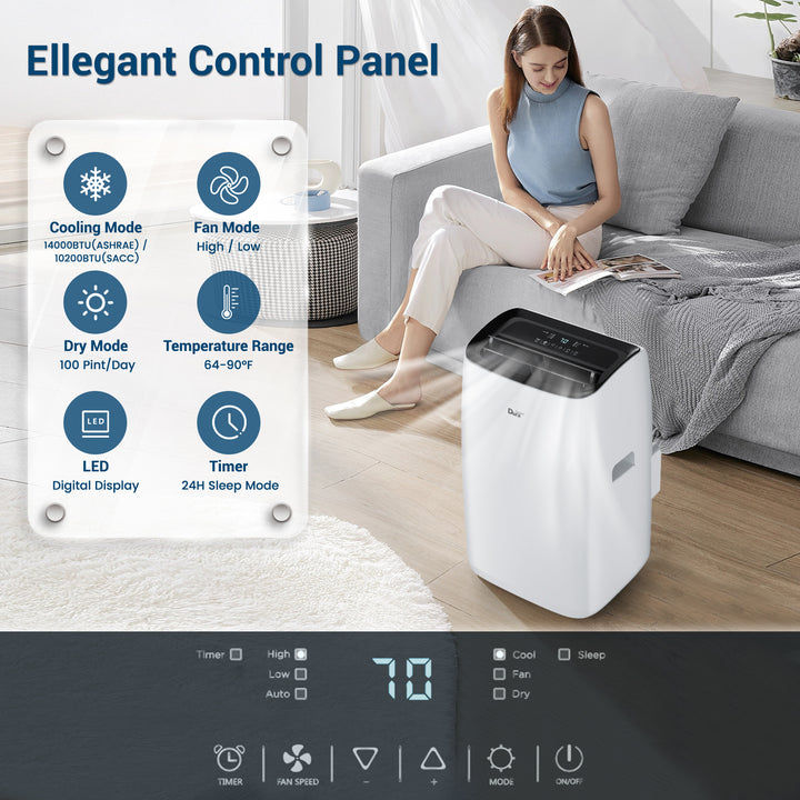 DuraComfort Portable Air Conditioners, 14000 BTU, Dehumidifier, Cooling Fan, Remote Control, 450 Sq. ft