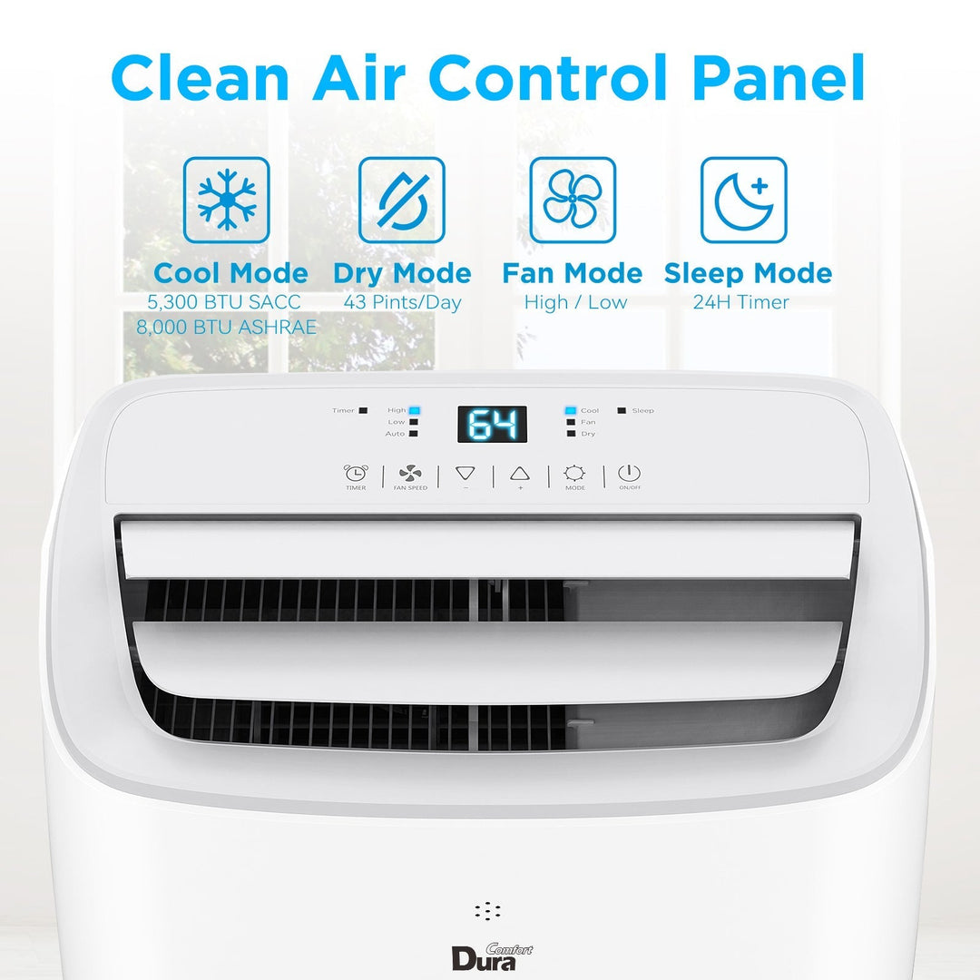 DuraComfort Portable Air Conditioner Cooling, Dehumidifier, Fan 3-in-1 – 10000 BTU (ASHRAE) /  6300 BTU (SACC) Portable AC Unit with Remote Control