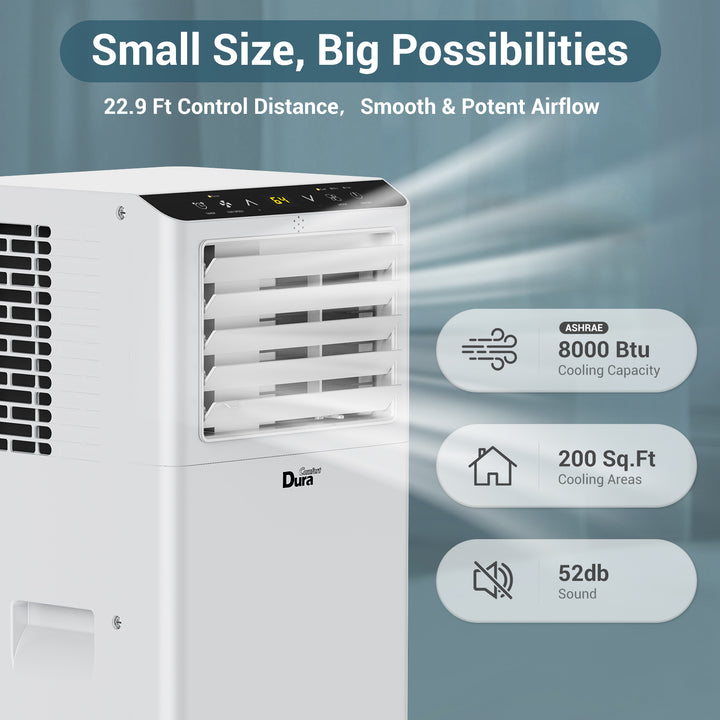 【RENEW】DuraComfort 8000 BTU ASHRAE Portable Air Conditioner for Room, Cools up to 175 Sq. Ft.(5100BTU SACC)