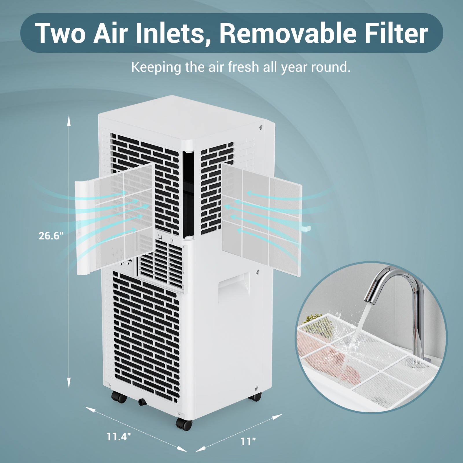 RENEW】DuraComfort 8000 BTU ASHRAE Portable Air Conditioner for Room,