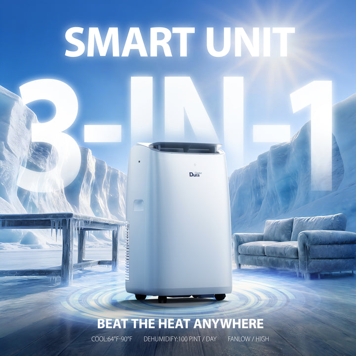DuraComfort 14,000 BTU Portable Air Conditioner for Large Rooms up to 550 Sq Ft, Quiet Portable AC Unit with Dehumidifier & Fan, Remote Control, Sleep Mode, Easy Window Installation Kit