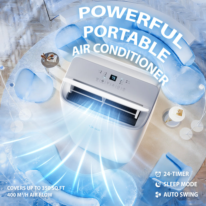 DuraComfort 14,000 BTU Portable Air Conditioner for Large Rooms up to 550 Sq Ft, Quiet Portable AC Unit with Dehumidifier & Fan, Remote Control, Sleep Mode, Easy Window Installation Kit