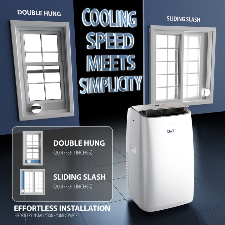 DuraComfort 14,000 BTU Portable Air Conditioner for Large Rooms up to 550 Sq Ft, Quiet Portable AC Unit with Dehumidifier & Fan, Remote Control, Sleep Mode, Easy Window Installation Kit