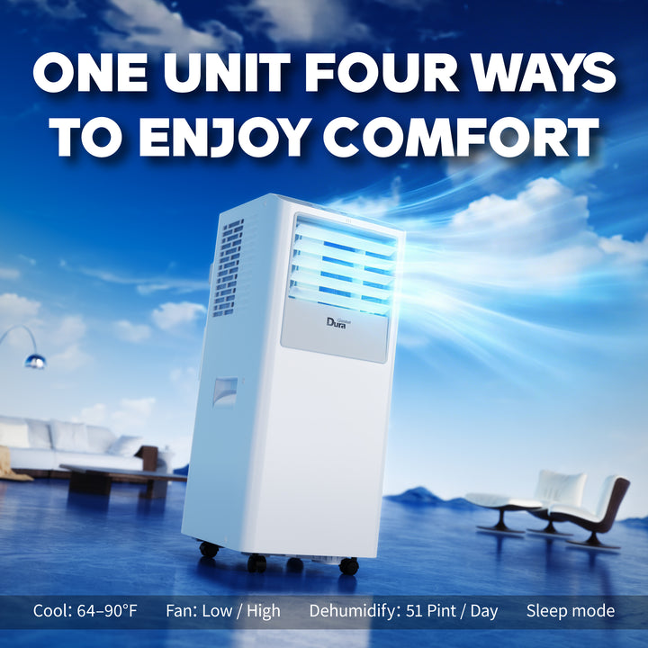 DuraComfort 8500 BTU Portable Air Conditioner for Room up to 350 Sq.Ft, 3-in-1 Portable AC Unit with Dehumidifier & Fan, Remote Control, Timer, Easy Install