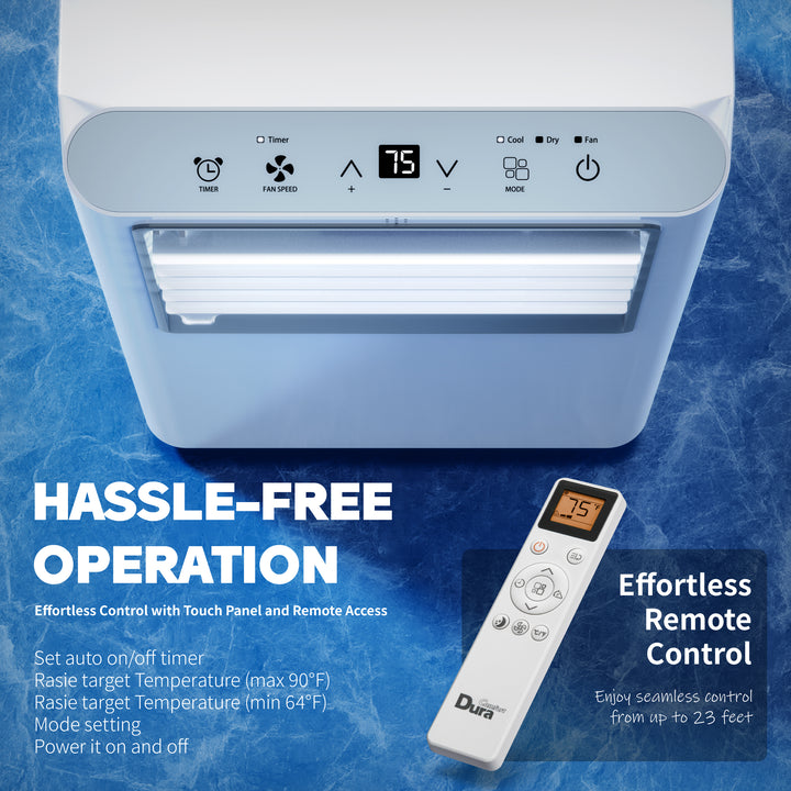 DuraComfort 8500 BTU Portable Air Conditioner for Room up to 350 Sq.Ft, 3-in-1 Portable AC Unit with Dehumidifier & Fan, Remote Control, Timer, Easy Install