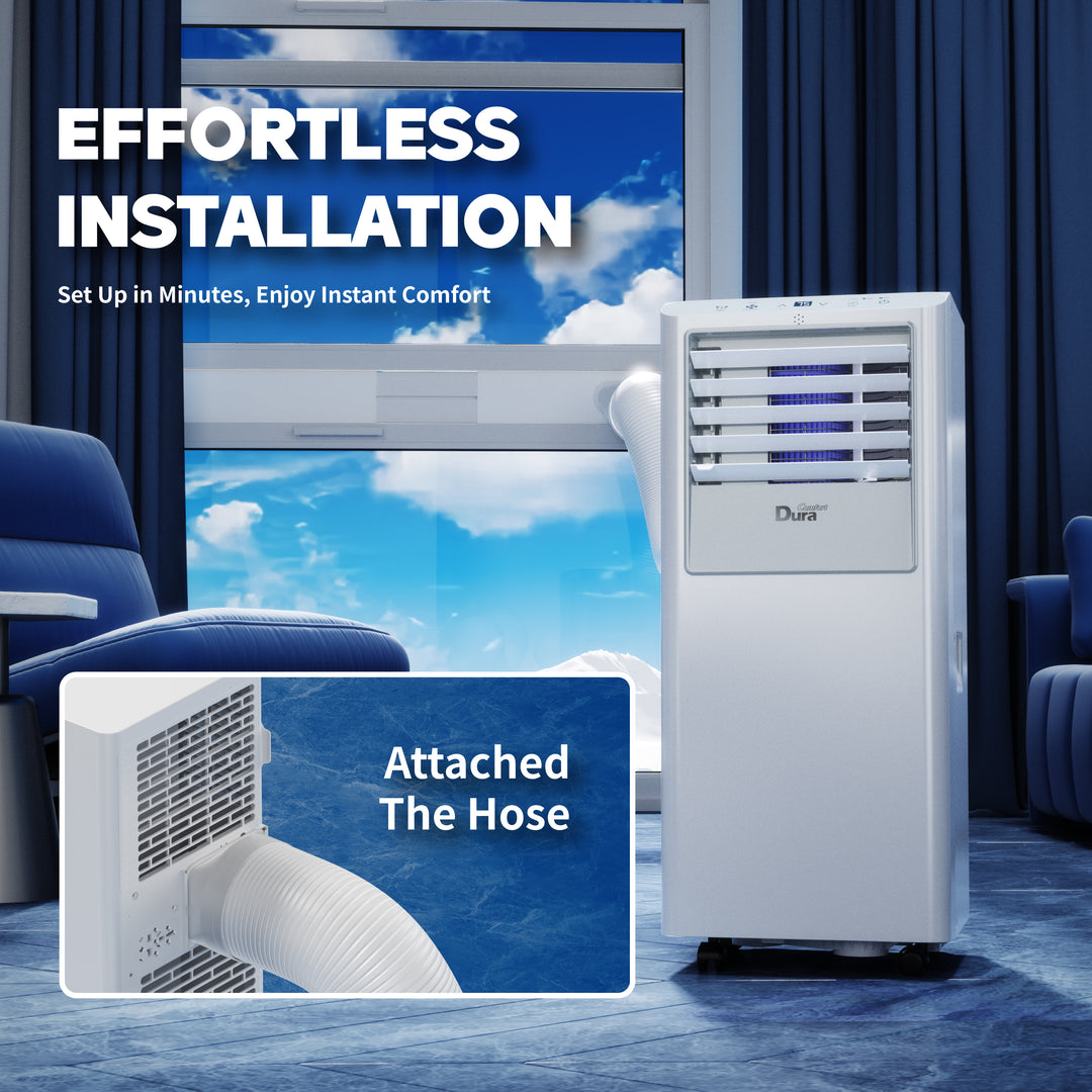 DuraComfort 8500 BTU Portable Air Conditioner for Room up to 350 Sq.Ft, 3-in-1 Portable AC Unit with Dehumidifier & Fan, Remote Control, Timer, Easy Install