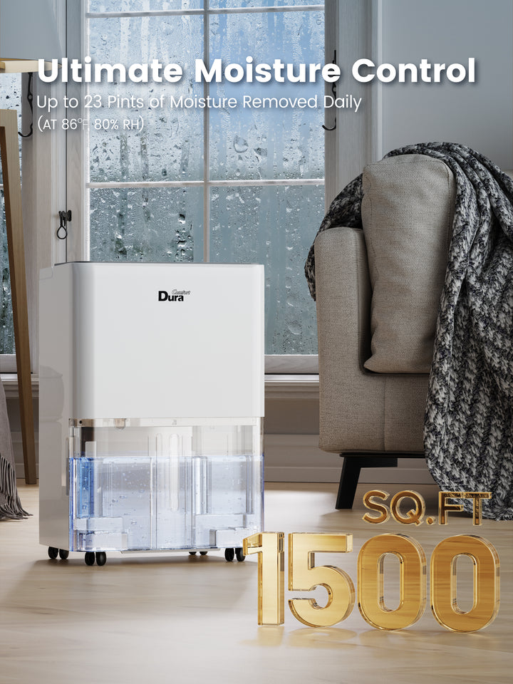 DuraComfort 8 Pint Dehumidifier for Basement and Home up to 1000 sq.ft, 24-Hour Timer (MAX 22 Pint at 95°F, 90% RH) with Drain Hose,White