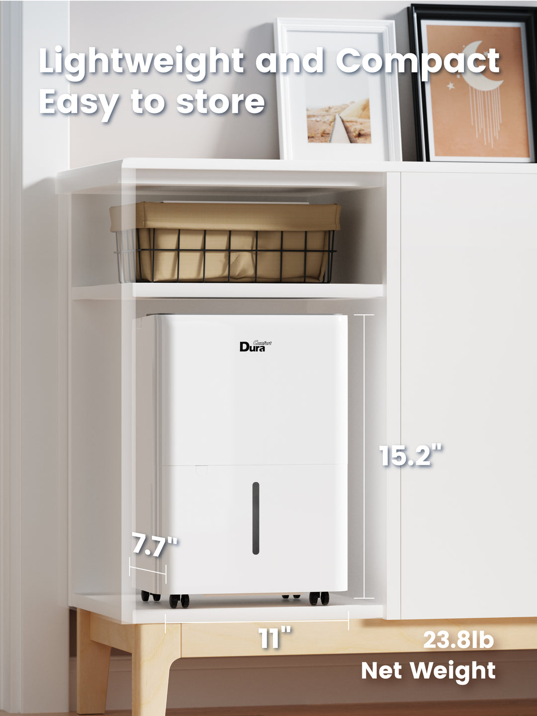 DuraComfort 8 Pint Dehumidifier for Basement and Home up to 1000 sq.ft, 24-Hour Timer (MAX 22 Pint at 95°F, 90% RH) with Drain Hose,White