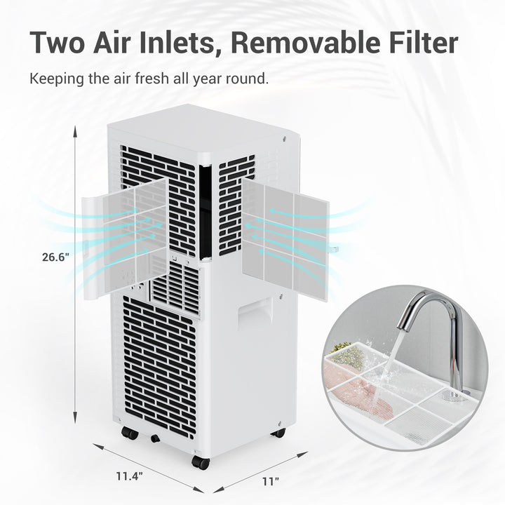 DuraComfort 8,000 BTU ASHRAE Portable Air Conditioner, 3-in-1 AC Unit, Cool, Dehumidifier & Fan, for Room up to 175 Sq.Ft 4900 BTU SACC