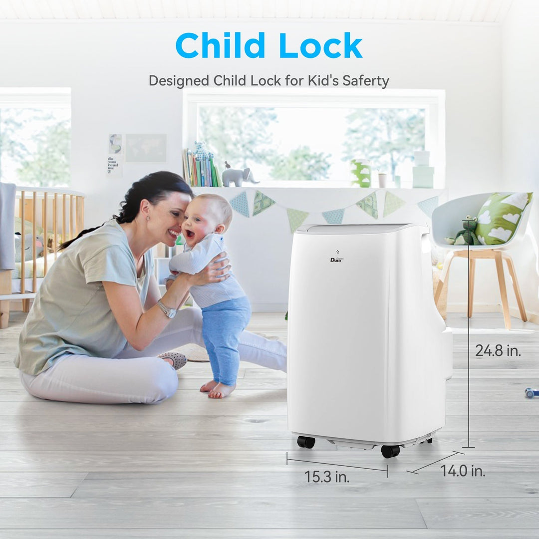 DuraComfort Portable Air Conditioner Cooling, Dehumidifier, Fan 3-in-1 – 10000 BTU (ASHRAE) /  6300 BTU (SACC) Portable AC Unit with Remote Control