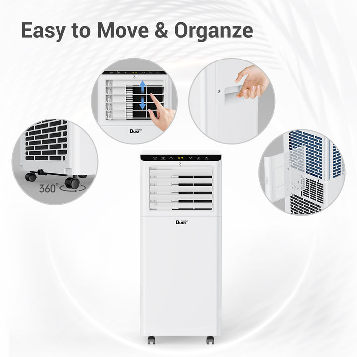 DuraComfort 8,000 BTU ASHRAE Portable Air Conditioner, 3-in-1 AC Unit, Cool, Dehumidifier & Fan, for Room up to 175 Sq.Ft 4900 BTU SACC