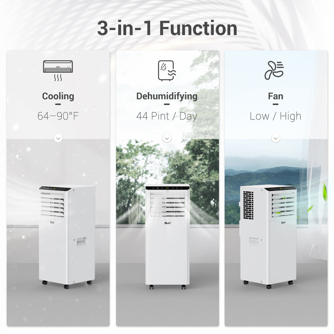 DuraComfort 8,000 BTU ASHRAE Portable Air Conditioner, 3-in-1 AC Unit, Cool, Dehumidifier & Fan, for Room up to 175 Sq.Ft 4900 BTU SACC