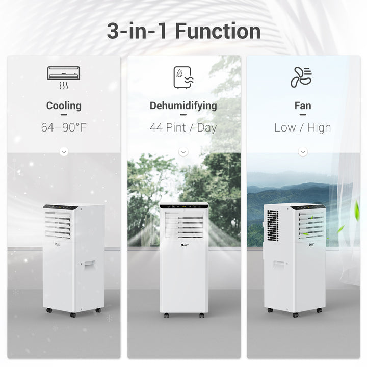 DuraComfort 8,000 BTU ASHRAE Portable Air Conditioner, 3-in-1 AC Unit, Cool, Dehumidifier & Fan, for Room up to 175 Sq.Ft 4900 BTU SACC